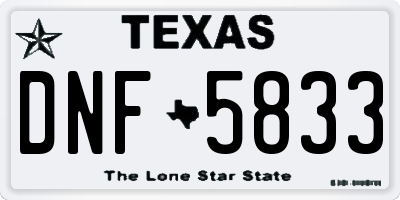 TX license plate DNF5833