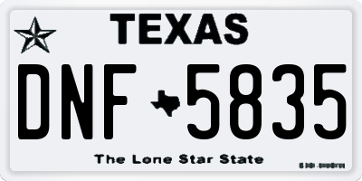 TX license plate DNF5835