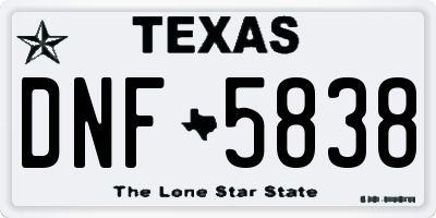 TX license plate DNF5838
