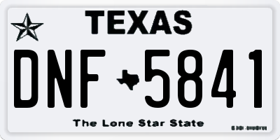 TX license plate DNF5841