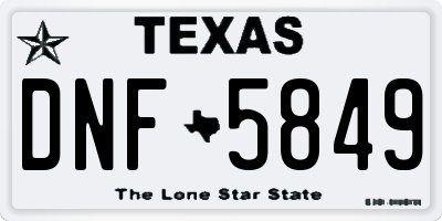 TX license plate DNF5849