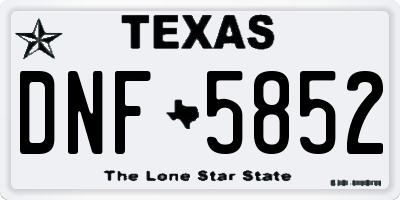 TX license plate DNF5852