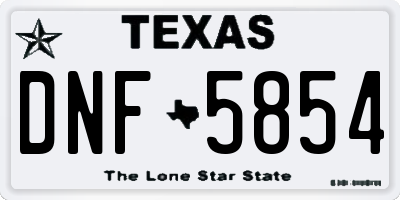 TX license plate DNF5854