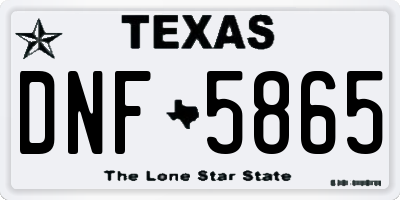 TX license plate DNF5865