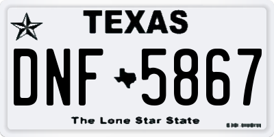TX license plate DNF5867