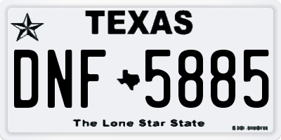TX license plate DNF5885