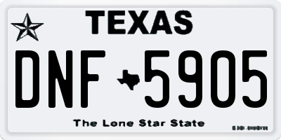 TX license plate DNF5905