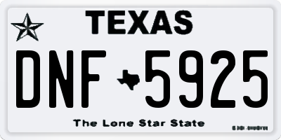TX license plate DNF5925