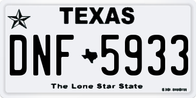 TX license plate DNF5933