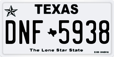 TX license plate DNF5938