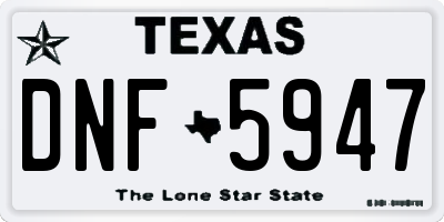 TX license plate DNF5947