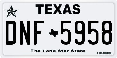 TX license plate DNF5958