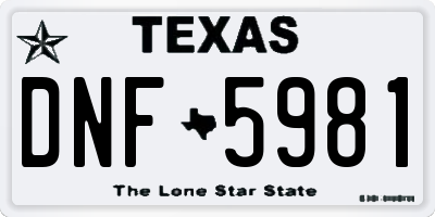 TX license plate DNF5981