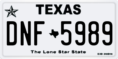 TX license plate DNF5989