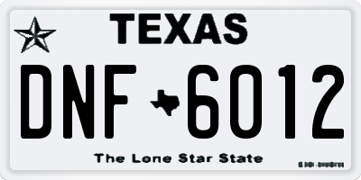 TX license plate DNF6012