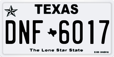 TX license plate DNF6017