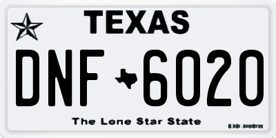 TX license plate DNF6020