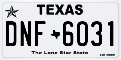 TX license plate DNF6031