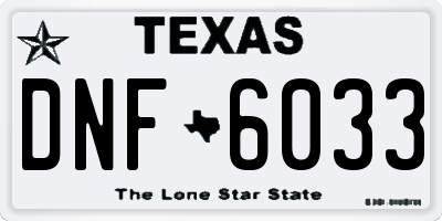 TX license plate DNF6033