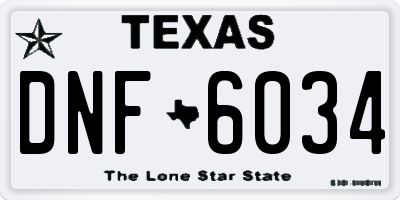 TX license plate DNF6034