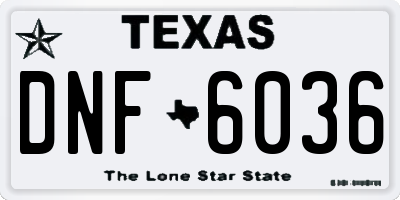 TX license plate DNF6036