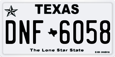 TX license plate DNF6058