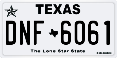 TX license plate DNF6061