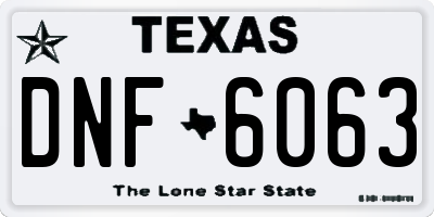 TX license plate DNF6063