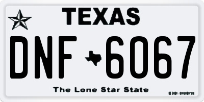 TX license plate DNF6067