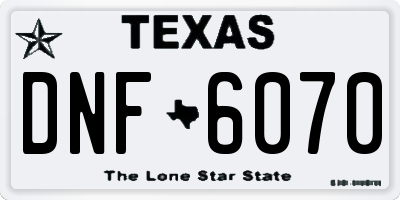 TX license plate DNF6070