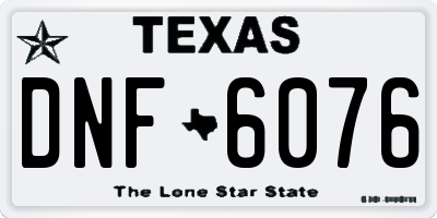 TX license plate DNF6076