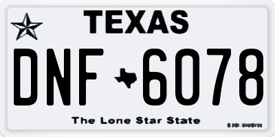 TX license plate DNF6078