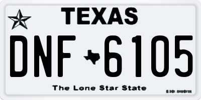 TX license plate DNF6105