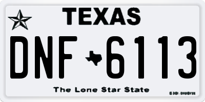 TX license plate DNF6113