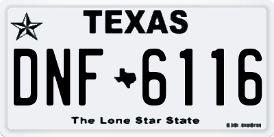TX license plate DNF6116