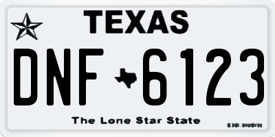 TX license plate DNF6123