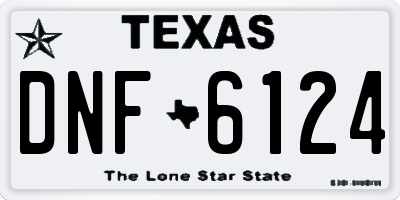 TX license plate DNF6124