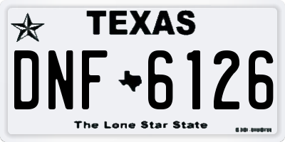 TX license plate DNF6126