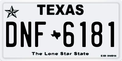 TX license plate DNF6181