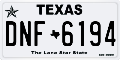 TX license plate DNF6194