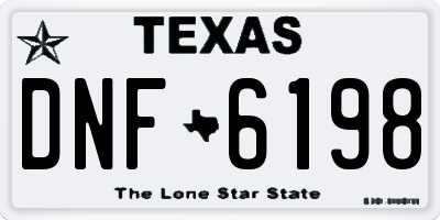 TX license plate DNF6198