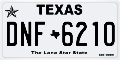 TX license plate DNF6210