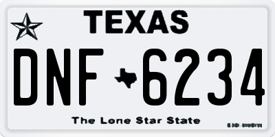 TX license plate DNF6234