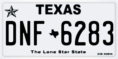 TX license plate DNF6283