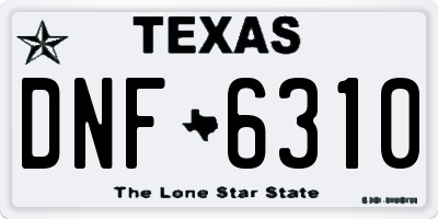 TX license plate DNF6310