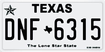 TX license plate DNF6315