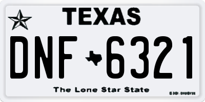 TX license plate DNF6321