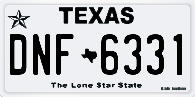TX license plate DNF6331