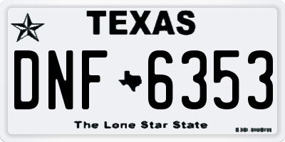 TX license plate DNF6353