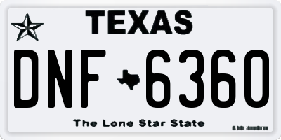 TX license plate DNF6360